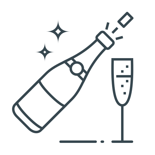 Bottle, champagne, christmas, event, glass, new year icon